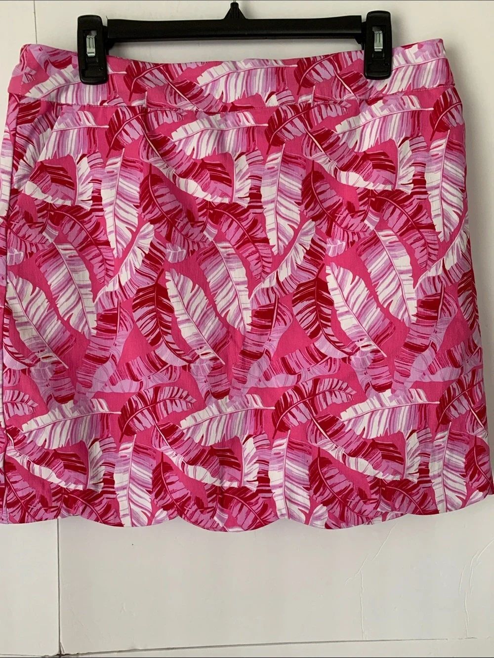 CaseyβKey Pink Tropical Print Scallop Hem Pockets Womenβs Skirt Skort Size L